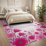 Floral Vintage Pink Whimsical Pink Floral Butterfly Area Rug