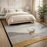 Oryx Silhouette Desert Mountains Rug