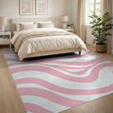 Fluid Pink Wavy Abstract Area Rug