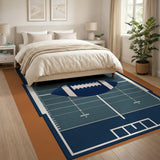 Navy Football Field Geometric Area Rug