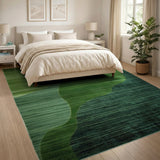Wavy Green Abstract Area Rug