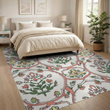 Coral Yellow Floral Medallion Area Rug
