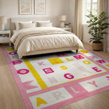 Multi-color and Patterns Playful Pink Alphabet ABC Kids Area Rug