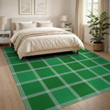 Emerald Green Plaid Check Area Rug