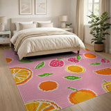 Pink Pixel Fruit Medley Area Rug