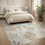 Beige Leaf and Berry Pattern Area Rug