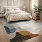 Abstract Organic Wave Beige Area Rug