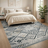 Grey Tribal Geometric Area Rug