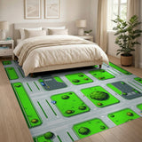 Pixel Art City Block Area Rug
