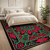 Vibrant Red-Green Mandala Persian Area Rug