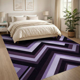 Purple Purple Zigzag Geometric Area Rug
