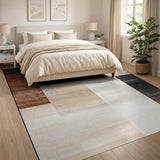 Neutral Geometric Block Geometric Modern Area Rug