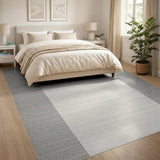 Textured Grey Border Neutral Area Rug