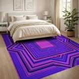 Purple Purple Nested Frames Geometric Area Rug