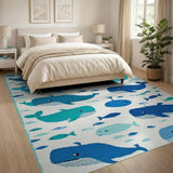 Whimsical Whales Ocean Kids Area Rug