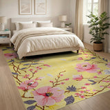 Yellow Cherry Blossom Floral Area Rug