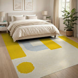 Yellow Bold Yellow Geometric Block Area Rug