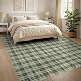 Green Plaid Checkered Rustic Farmhouse Area Rug