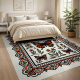 Vintage Monarch Butterfly Floral Area Rug