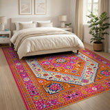 Multi-color and Patterns Traditional Persian Vibrant Multi-Color Persian Medallion Area Ru