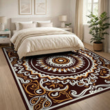 Intricate Brown Mandala Persian Area Rug