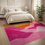 Pink Sunset Wave Abstract Area Rug