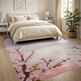 Vintage Cherry Blossom Pink Area Rug
