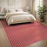 Red Rustic Farmhouse Classic Red Gingham Checkered Area Rug