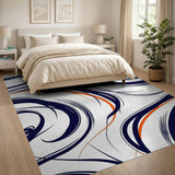 Navy and Orange Abstract Wave Area Rug
