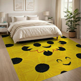 Cheerful Smiling Sun Polka Dot Kids Area Rug