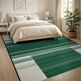Bold Green and Cream Striped Area Rug