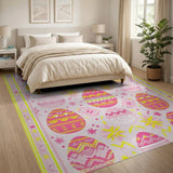 Playful Pink Easter Egg Pattern Area Rug
