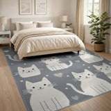 Adorable Grey Kitten Heart Area Rug
