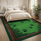 Jungle Paw Prints Green Kids Area Rug