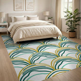 Teal Gold Wavy Arch Area Rug