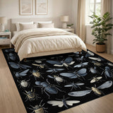 ODIKA Vintage Insect Specimen Washable Area Rug - Non-Slip Low Pile Dark Academia Decor