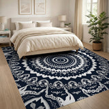 Navy Mandala Geometric Area Rug