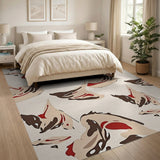 Abstract Fluid Shapes Beige Area Rug