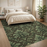 Elegant Green Fleur-de-Lis Damask Area Rug