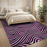 Wavy Pink Black Abstract Area Rug