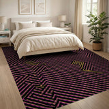 Neon Pink Gold Geometric Maze Rug