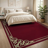 Red Ornate Burgundy Gold Border Area Rug
