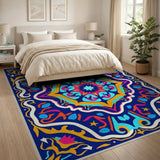 Vibrant Multi-Color Star Mandala Area Rug