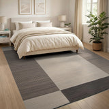 Neutral Grey Striped Geometric Area Rug
