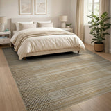 Beige Textured Woven Geometric Area Rug