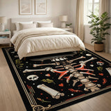 Heart-Eyed Loving Skull Skeleton Area Rug