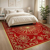 Red Gold Ornate Persian Medallion Rug