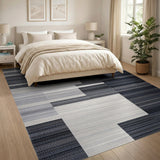 Geometric Modern Grey Geometric Striped Area Rug