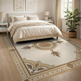 ODIKA Vintage Medallion Washable Area Rug - Low Pile Non-Slip Traditional Rug for Living Room & Bedroom