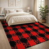 Rustic Red Black Buffalo Plaid Area Rug